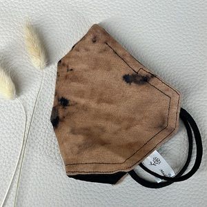 Brown bleach dyed custom 3 layer reversible face mask